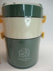 Bento Lunch Box 8  Stainless Steel Multi-layer W fork Spoon Green Food Grade