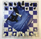 Tournament Chess Set Combo  Blue Bag W  Loop  Blue Board   Chess Pieces