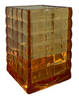 Tea Light Votive Candle Holder  Quadrilateral Shaped Amber Glass