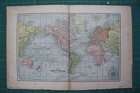 The World   Polar Regions Vintage Original 1899 Cram s World Atlas Map Lot
