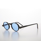 Blue Colored Lens Small Round Vintage Sunglasses - Augie
