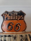 Vintage Phillips 66 Safety Pays License Plate 1940 1950s Stamped Metal Authentic