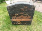 Antique Large  Camel Back Trunk Finish Good Needs New Handles Look Vintage