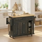Modern Rolling Kitchen Island Cart With Spice Rack  Brown Oak