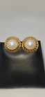 Vintage Sg D or Goldtone Faux Pearl Shoe Clips