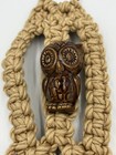 Vintage Macrame Owl Wall Hanging Decor Jute 1970s Boho Retro Ceramic Owl