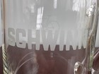 Schwinn Bicycle Advertising Glass Pitcher  Almost 9  High   Blown Applied Handle