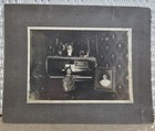 Antique  Vintage 1900s Child At Piano Parlor Interior Cabinet Photo 8x10 Mount