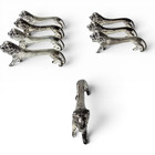 Set Of 8 Vintage French Knife Rests  cutlery Holders Metal Lion Figurine  1940s