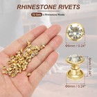 70 Sets 6mm Leather Rivets Rhinestone Studs Rivet Transparent Gold Tone