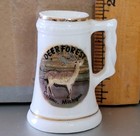 Vintage Bone China Souvenir Of Coloma Michigan Deer Forest Miniature Stein