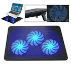 3 Fan Laptop Cooling Pad Slim Stand Notebook Pc Quiet Cooler Fan Speed Adjust