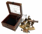 Nautical Maritime Travelling Brass Sextant With Glass Top Wooden Box Perfect Gif
