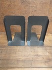 Vtg Set Of 2 Steelmaster Heavy Black Metal Bookends 9  X 6  