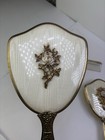 Vintage 24kt Gold Plated Floral Piece Vanity Set Hand Mirror Hair Brush   Comb