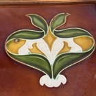 English Tile Ceramic Floral Leaf Motif Antique Stylized Victorian Art Framed 6   