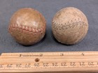 Lot Of 2 Vintage Antique Leather Baseballs Small Size Toy 1920s 1930s Early