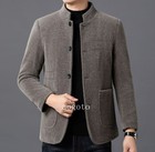 Winter Woolen Stand Collar Coat Men s Casual Wool Cotton Coat Jacket Warm Trench