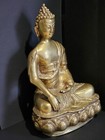 Large Thai Antique Brass Buddha Statue 27cm High 