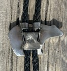 Sterling Silver Turquoise  And Coral Arrow Bear Wax Cast Fetish Bolo Tie