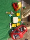 Vintage Little Tikes Dollhouse Large Blue Roof 1989 Mid Century W furniture