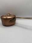 Vtg  Copper Pot Sauce Pan   Lid 5 25   Dia  Brass Handle Made In Portugal