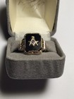 Vintage Masonic Ring 10k  Gold Ostby Barton  Size 11 5 Black Onyx