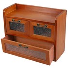 Vintage Wooden Desktop Display Cabinet With Glass Door 3-drawer Organizer For   