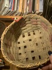 Vintage Hand Woven Basket  Signed primitive Rustic Country square Base Round Top