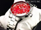 New Invicta Men s 43mm Pro Diver Quartz Red Dial 200m Silver Tone Ss Watch