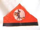 Vintage 1940s Halloween Crepe Paper Hat  Witch On Broom Full Moon Decoration
