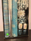 Vintage Christmas Wrapping Paper Roll Lot  3  Blue Green Teal Aqua Silver - New 