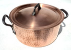 Vintage 9 6inc French Copper Stockpot W Lid Villedieu France Hammered Tin Lining