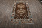 4x7 Vintage Turkish Rug Brown Handmade Wool Anatolian Area Rug Antique