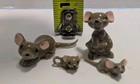 Vintage Mcm Hagen Renaker Ceramic Mouse Family Of 4 Miniature Figurines