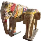 Two Rare  Antique Traditional House Tample Wooden Elephant  Chapri Figure C1850