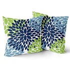 Pillow Covers 18x18 Light Blue Dahlias 18  X 18   pack Of 2  Navy Blue Green