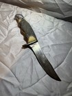 Vintage Craftsman Usa Knife  Stag Handled Fixed Blade With Leather Sheath 