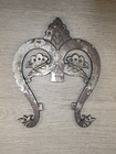 Antique Parlor Stove Top Finial Ornament Lyre Shaped Nickle Plate