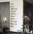 Faith Love Believe Laugh 10 Words  Vinyl Wall Stickers Art Quote Decals Decor