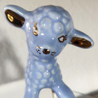 Cute Vintage 1950s Blue Porcelain Lamb Gold Accents Nursery Baby Shower
