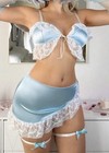 2nd Skin Satin Skirt Top Leg Rings 5pc Asymmetrical Lingerie Set New Xl