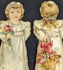 1890s Mclaughlin Coffee Paper Doll Trade Card- Girl Flowers Vtg
