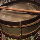 Antique 1910 1920s Metal Shell Snare Drum Wood Hoops Turnbuckle Hardward W  Stix