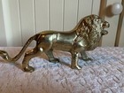 Vintage Gold Solid Brass Lion Figurine Mcm  1950s-60s 8    X 1 75    X 4    1 5 Lbs