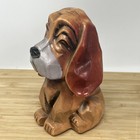 Vintage Bassett Hound 5  Plastic Dog Coin Bank Made In Hong Kong Winking