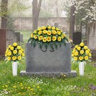 3 Pack Cemetery Flower Saddle Yellow Rose Memorial Grave Headstone Decor Set