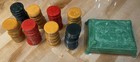 Poker Chips Butterscotch   Candy Red  Green Swirl Catalin Bakelite   cards  case