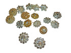 Vintage Set   Lot Of 17 Beautiful Rhinestone Buttons Faux Pearl Unused