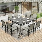 9 Piece Patio Furniture Set Outdoor Square Metal Table Patio Dining Chairs Set